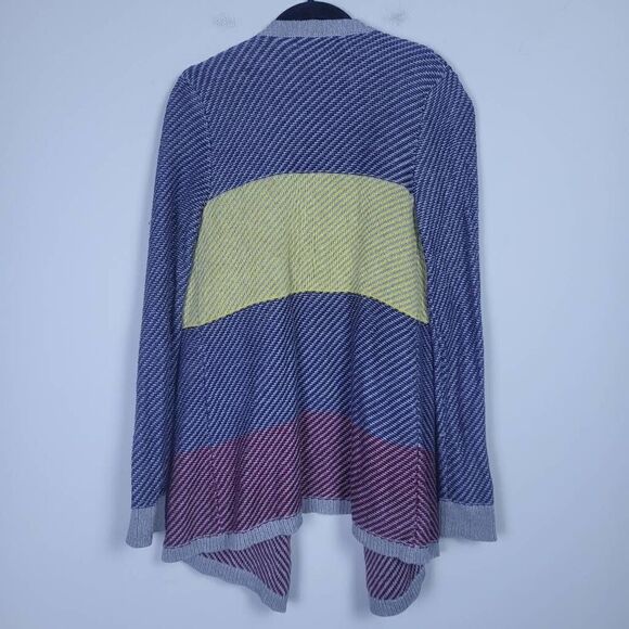 Cabi Womens Small Open Front Cardigan Sweater Multicolor Block Pattern Cotton - Picture 2 of 6
